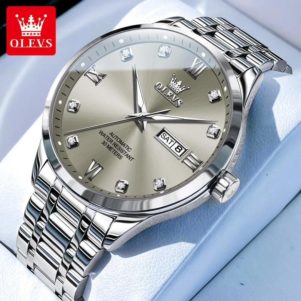 Original olevs automatische uhr für männer auto datum kalender anzeige luxus business armbanduhr