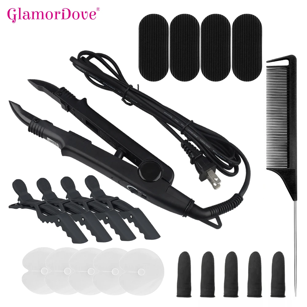 Glamordove Keratin Haar verlängerung werkzeuge Kit Haar verlängerung Eisen Hitzeschild Schutz Haars
