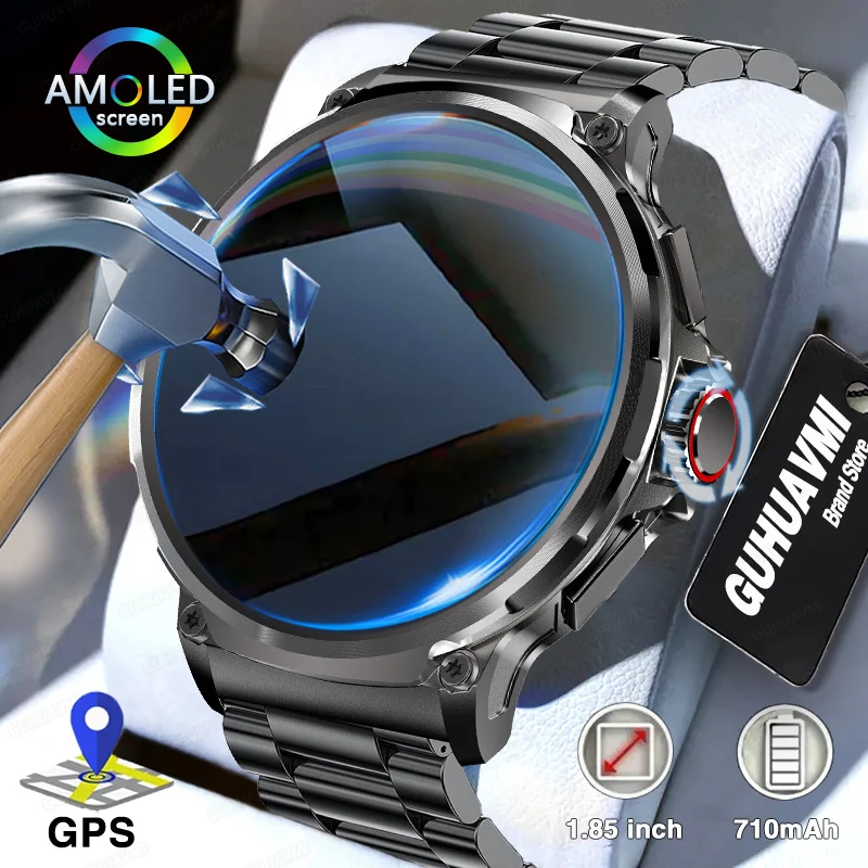 2024 neue 1,85-zoll Ultra HD AMOLED Smart Uhr Männer GPS Bluetooth Anruf 710 Mah Batterie Sport