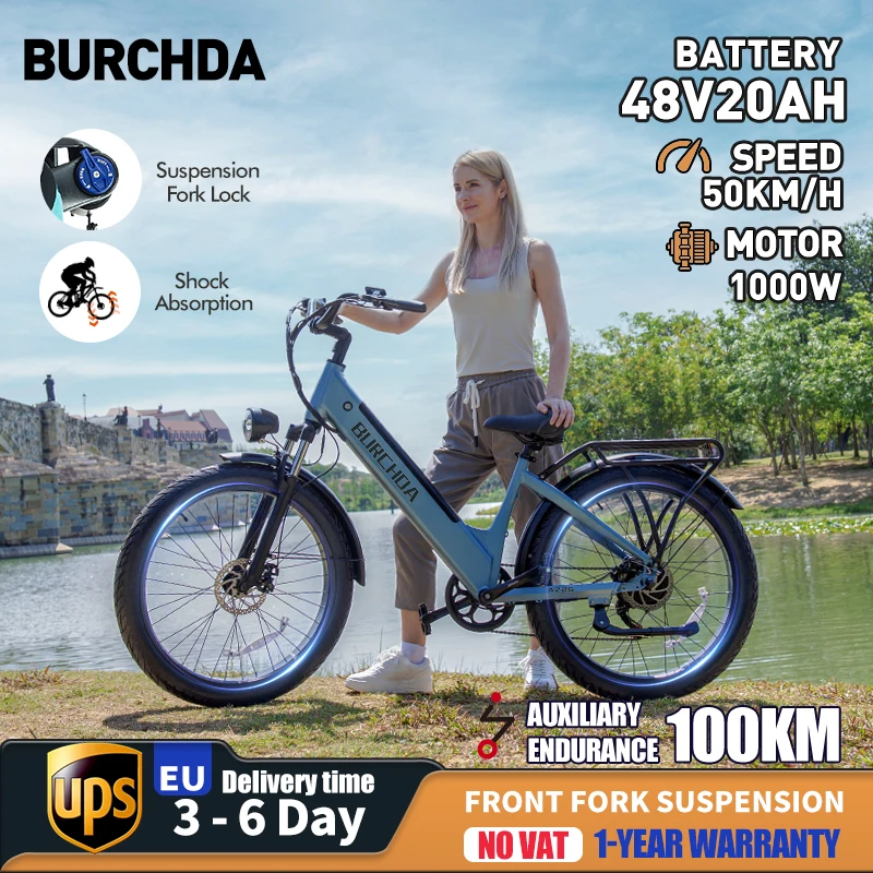 BURCHDA-AZ26„ Damen-Elektrofahrrad mit 20Ah Akku mit großer Kapazität, 1000W Motor,