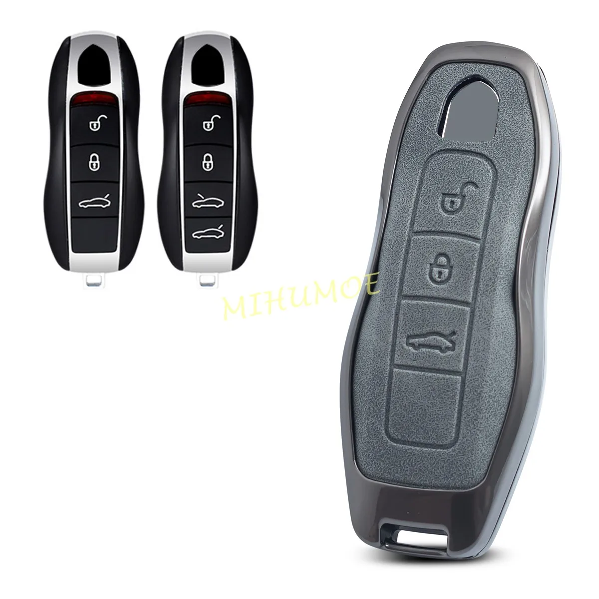 Metall Leder 3/4 Knöpfe Auto Schlüssel anhänger Fall Abdeckung Zubehör für Porsche Cayenne Panamera