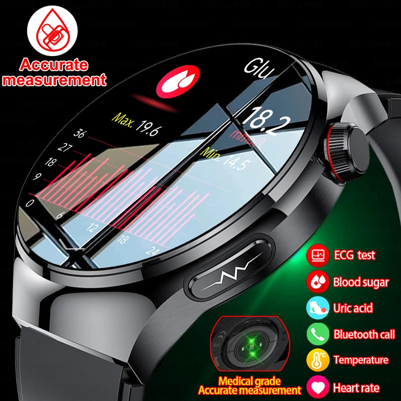 2024 neue EKG ppg Harnsäure nicht-invasive Blutzucker Smartwatch Männer Bluetooth Anruf Herzfrequenz