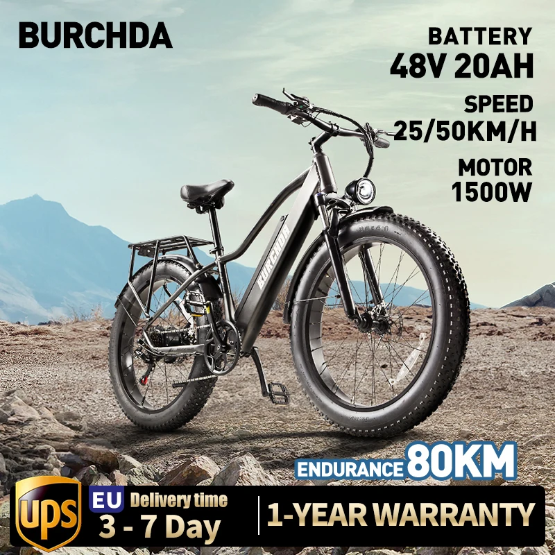 Burchda rx20 1500 w50km/h 26 inch Mountain Elektro fahrrad 48 v20ah Lithium batterie Fatbike Elektro