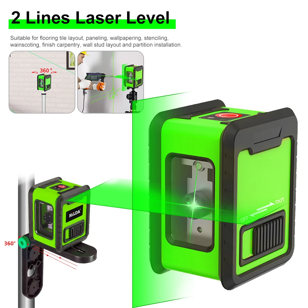 2 Linien Laser ebene tragbare selbst nivellierende grüne Strahlen Lasern iveau hochpräzise