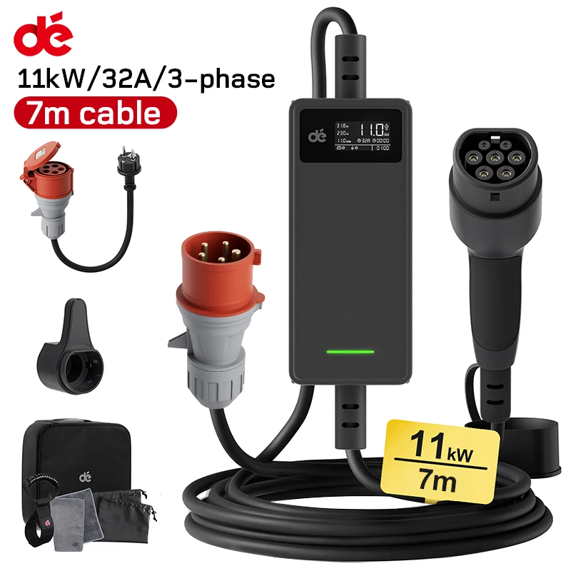 dé home ev ladegerät typ 2 16a cee stecker mit eu stecker adapter wallbox 11kw 3-phasiges elektro
