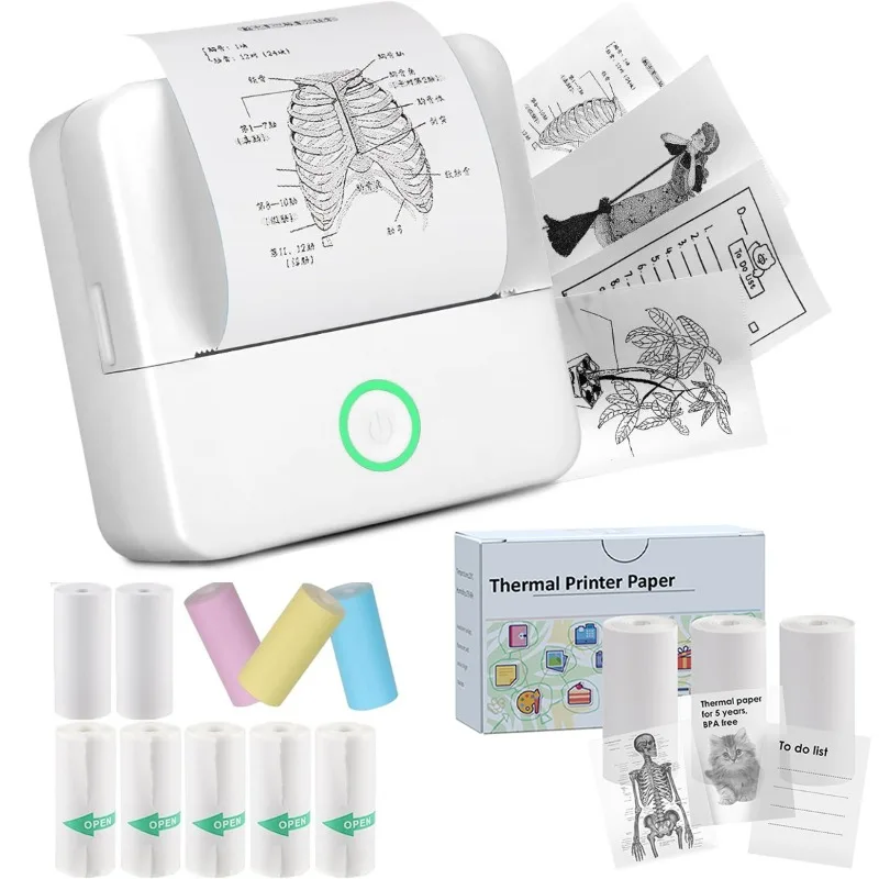 Mini Sticker Printer,Inkless Thermal Printer, Pocket Bluetooth Printer for Halloween Christmas Gift