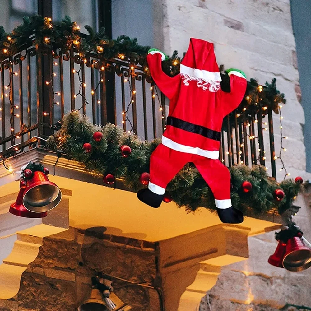 New Christmas decoration Hanging Santa Claus plush suit climbing window balcony roof Chimney Hanging
