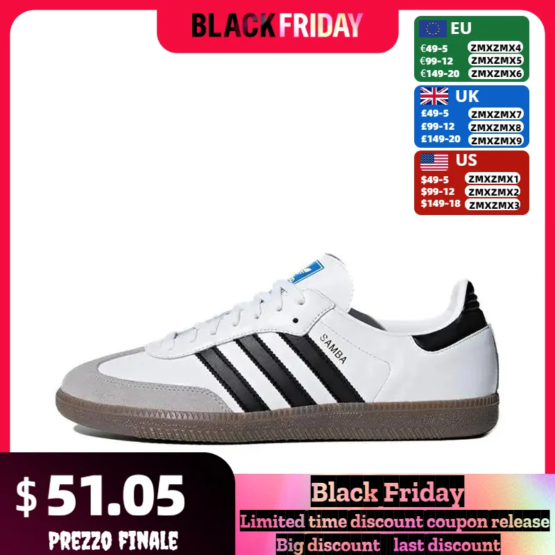 Adidas Originals Samba Men's and Women's Skateboarding Shoes Wear Resistant Low Cut Board Shoes Anti