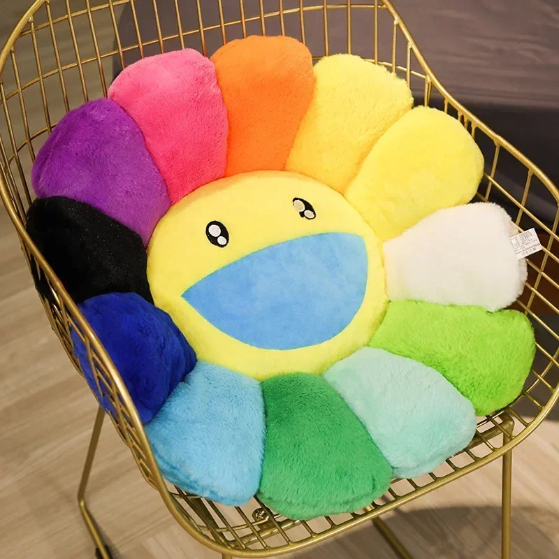 40cm Kawaii Smile Face Sunflower Sun Flower Stuffed Plush Toy Cushion Mat Hold Pillow Home Bedroom