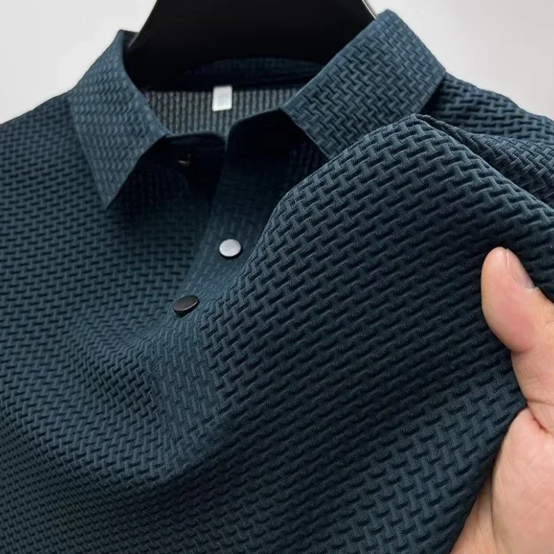 Brand Clothes Summer New Men's Short Sleeve T-shirt Ice Silk Cool and Breathable POLO Shirt Business