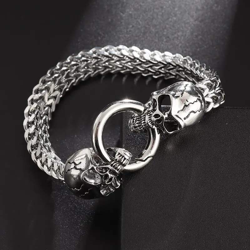 Hot Selling Classic Fashion Punk Stainless Steel Skull Bracelet Men\'s Charm Gothic Bracelet