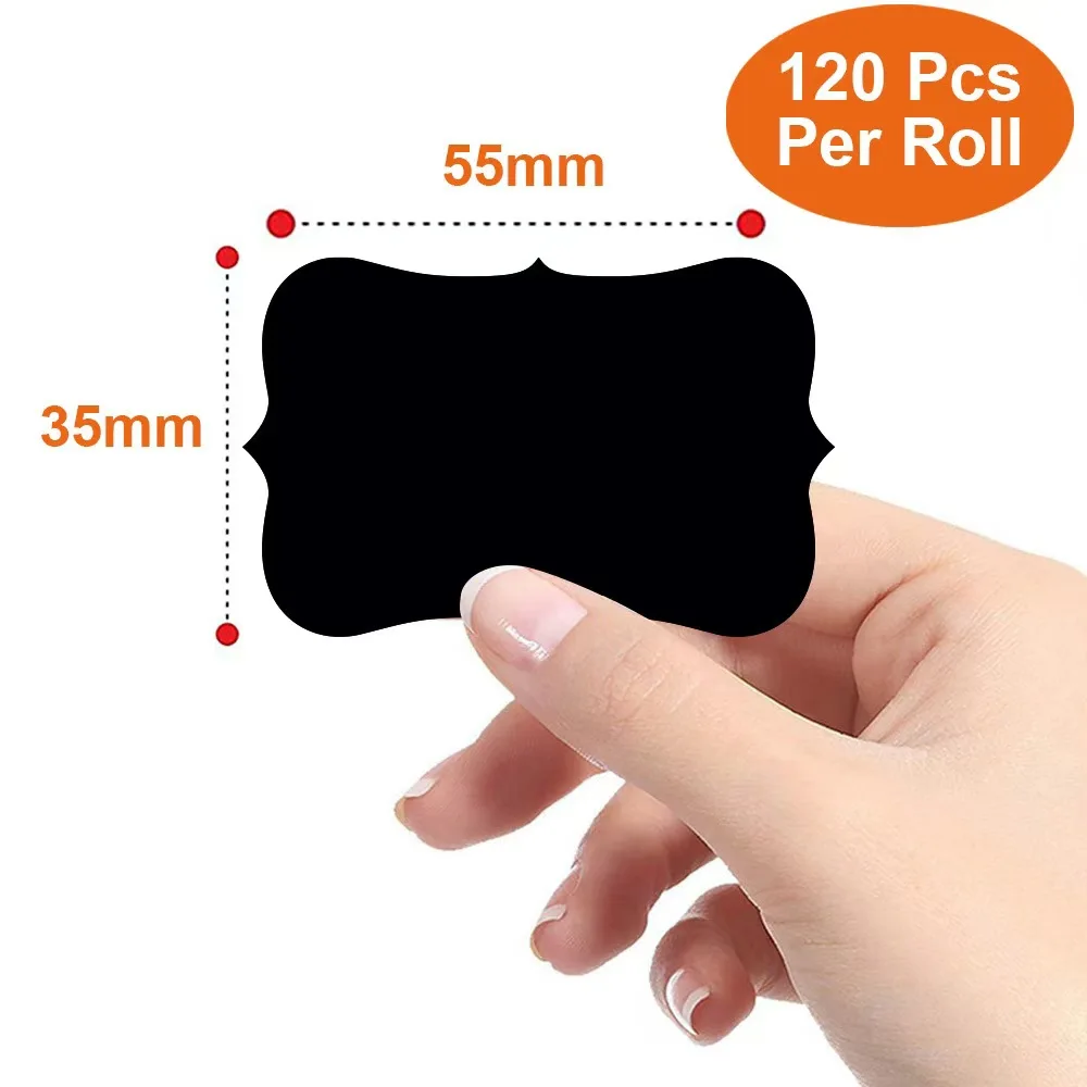 120Pcs/Roll 3 Styles Removable Blackboard Stickers Waterproof Chalkboard Labels 1.4*2.2in for Home &