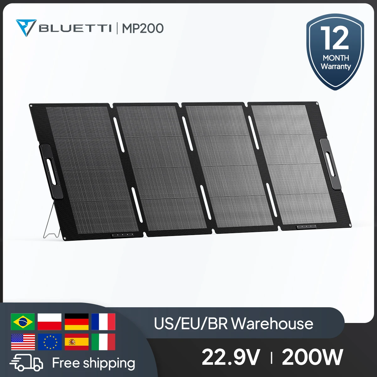 Bluetti MP200 EU-Lager 200 W faltbare Solarpanel-Solarplatte IP67 wasserdicht 12 Monate Garantie
