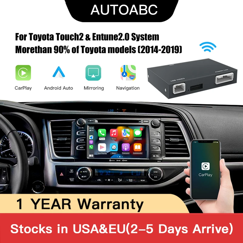Kabelloses Apple Carplay Android Auto für Toyota Yaris RAV4 Corolla Aygo Tacoma Camry C-HR Tundra