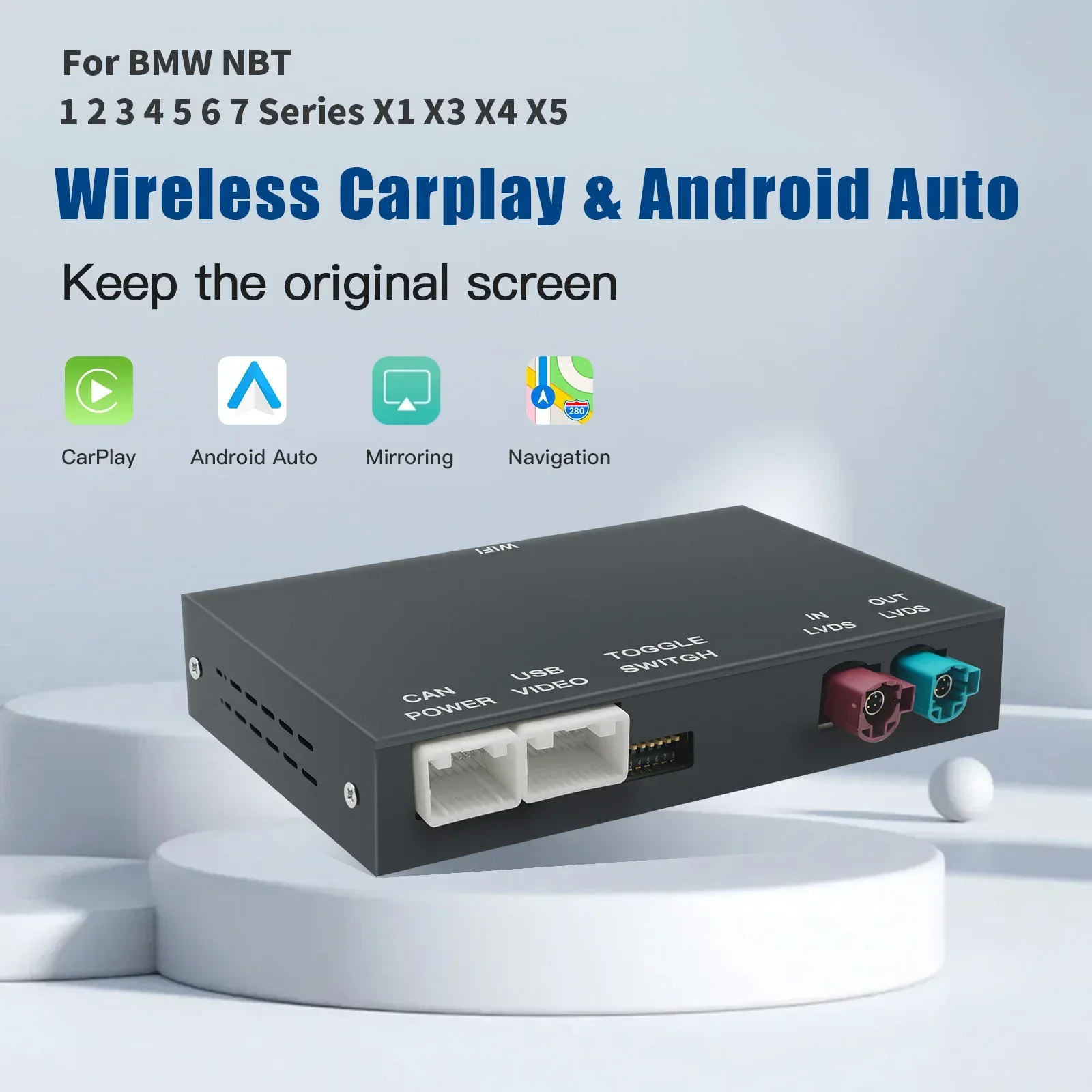 Kabelloses CarPlay Android für BMW NBT CIC System 1 2 3 4 5 Serie X1 X3 X4 X5 MINI F20 F21 F30 F31