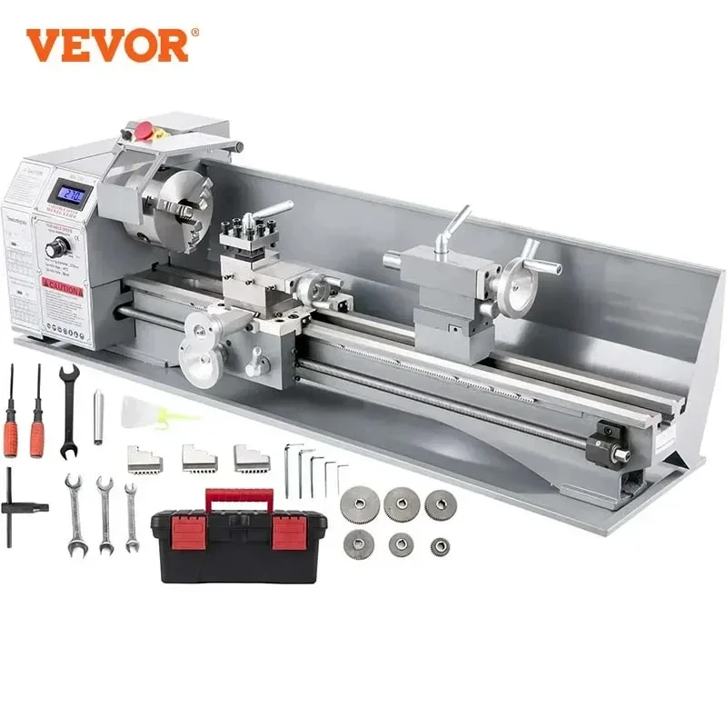 VEVOR Mini-Metalldrehmaschine, Metall-Mini-Drehmaschine, 1100 W, variable Geschwindigkeit, präzise,