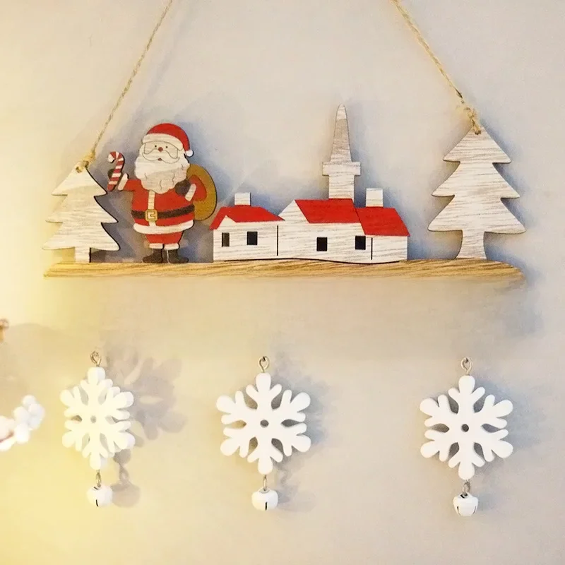 Pingentes De Natal De Madeira Para Porta E Parede, Enfeites Pendurados, Decoração De Árvore De Natal