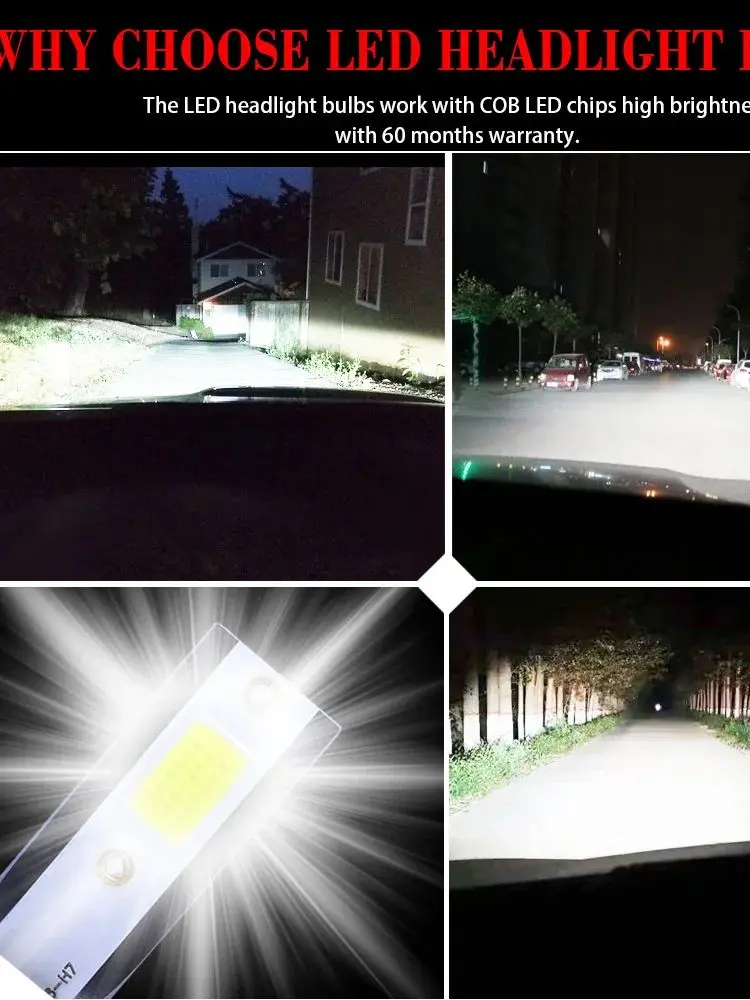 2 unidades/par mini luzes auto h7 led h4 lâmpada h3 h8 h9 h11 9005 9006 9012 6000lm farol do carro