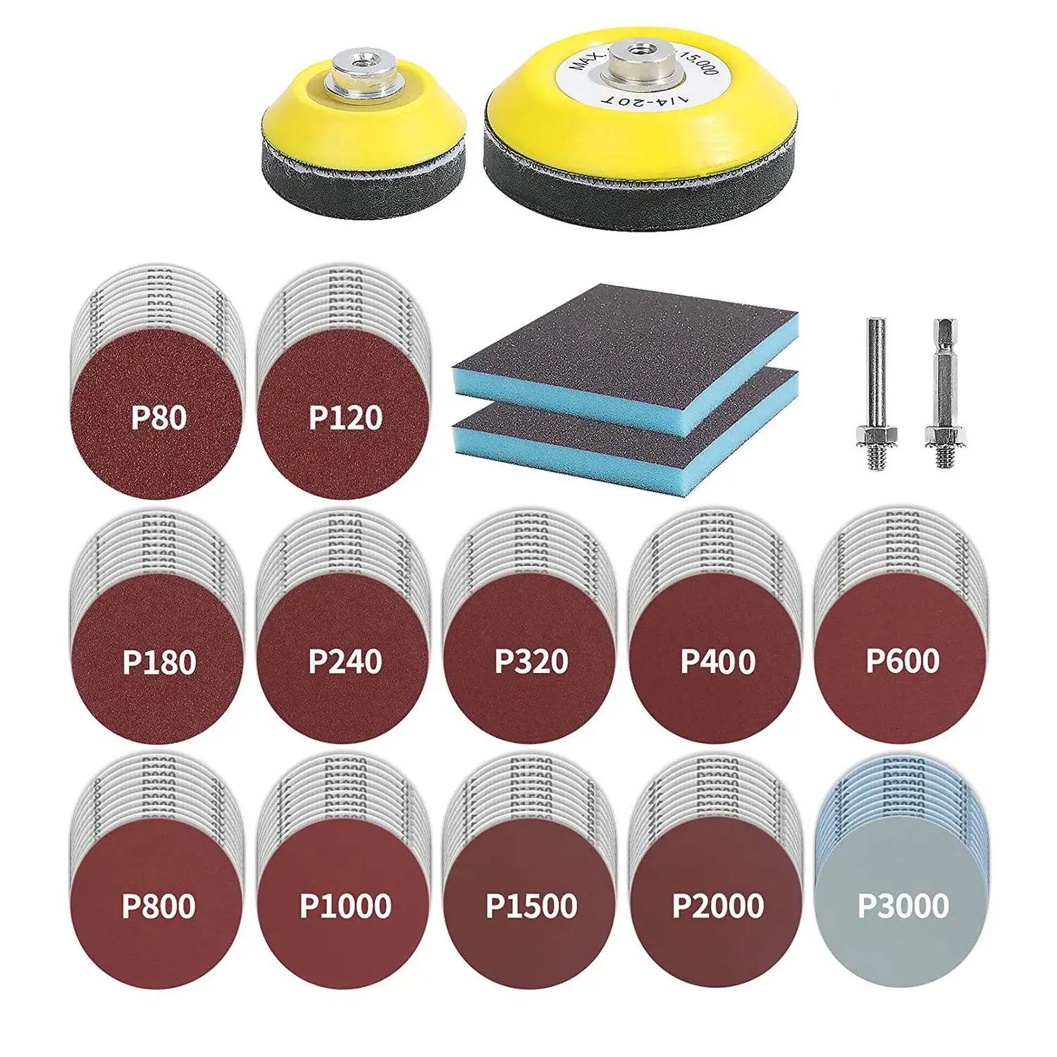 120 Stück 3-Zoll-Schleifscheiben mit 2 & 3-Zoll-Trägerpads und Schleif schwamms chl eifer für Bohr