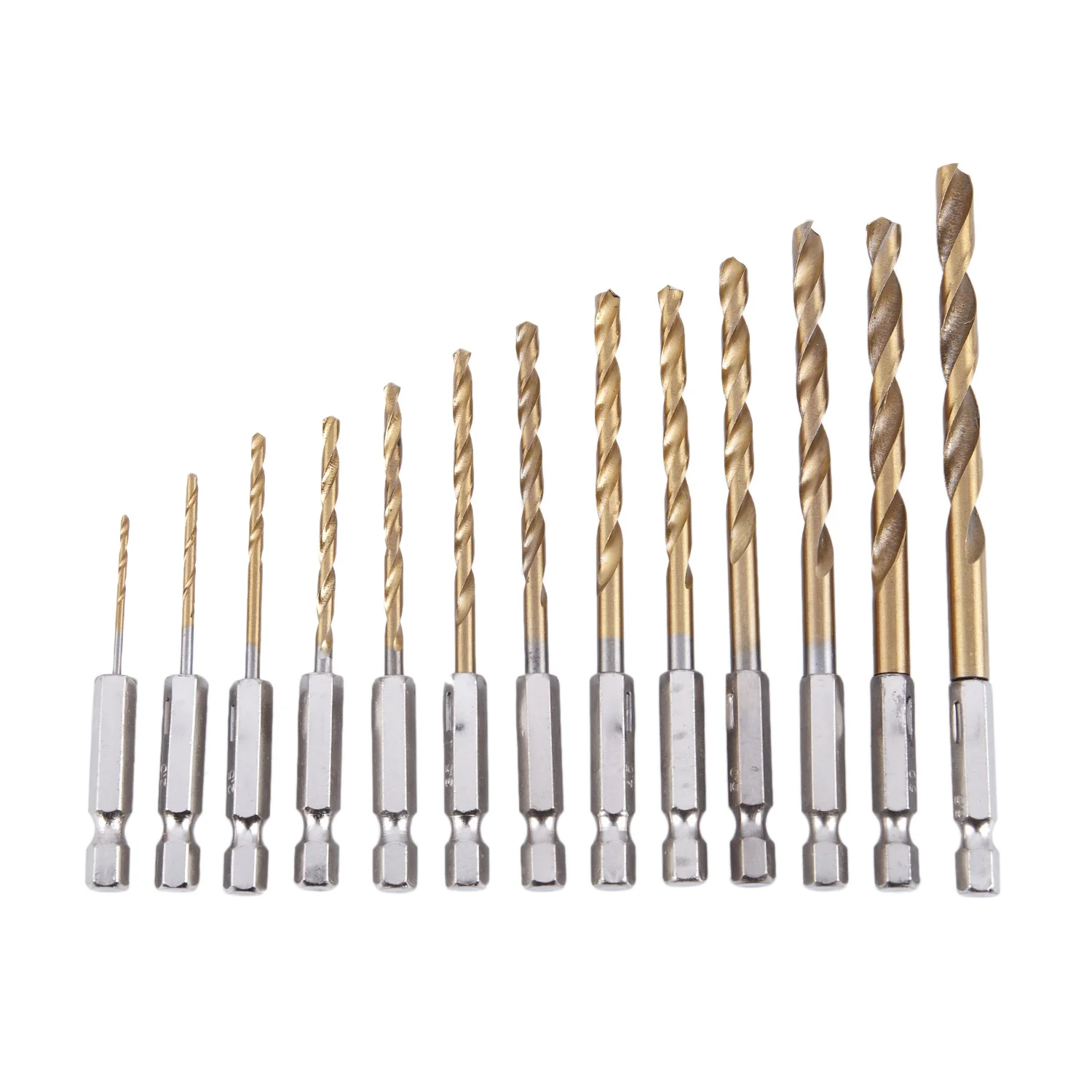 13pc hss titan beschichteter Bohrer mit 1/4-Zoll-Sechskantschaft