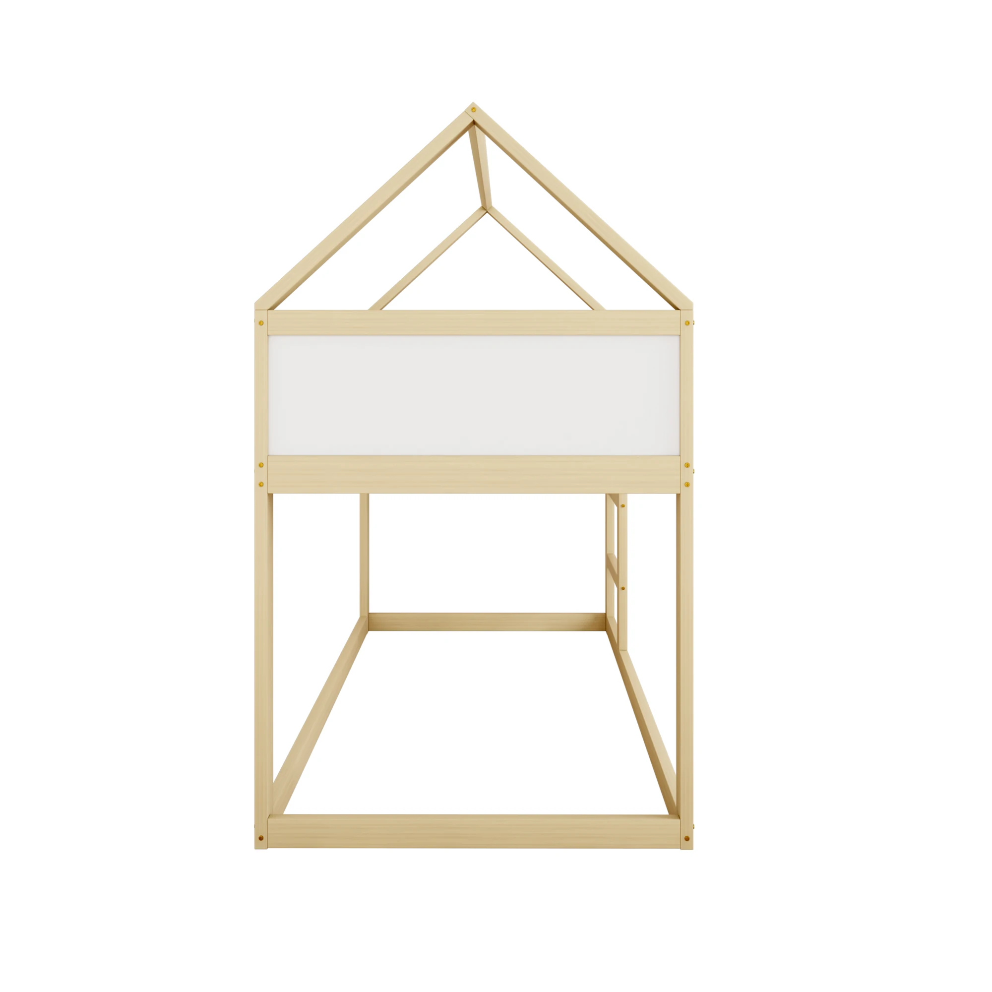Niedriges Etagenbett 90x200 cm, Hochbett mit Treppe, robustes Massivholzgestell, natur