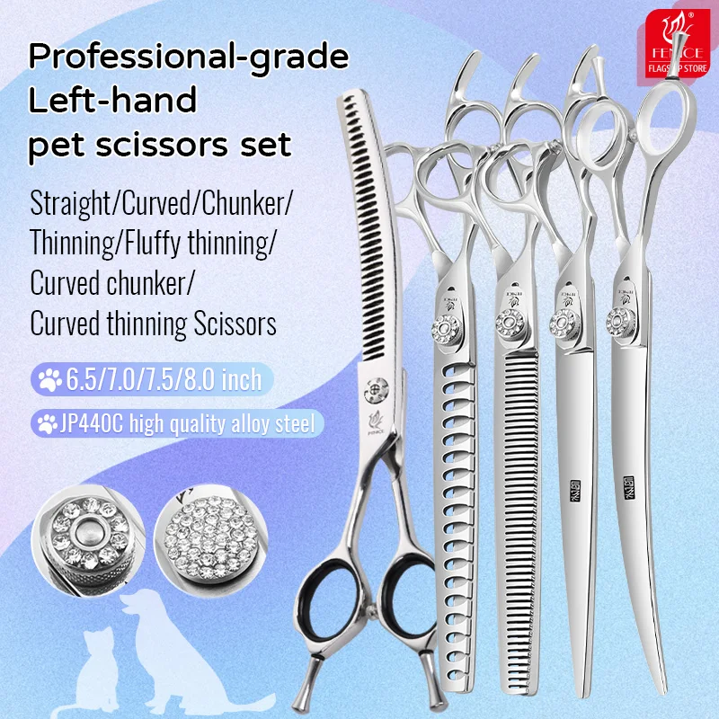 Fenice Professional 7.0/7.5/8 inch jp440c Linkshänder schneiden gebogene flauschige Ausdünnung