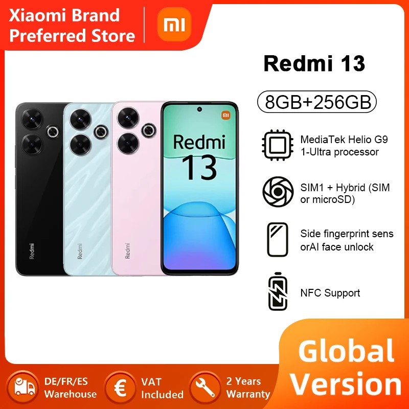 Global Version Xiaomi Redmi 13 Smartphone 108MP super clear camera MediaTek Helio G91 Ultra 33W fast