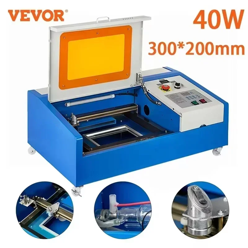 VEVOR Lasergravierer 40 W CO2-Lasergravurmaschine 30 x 20 cm Schnittwerkzeuge für Holz, Leder,