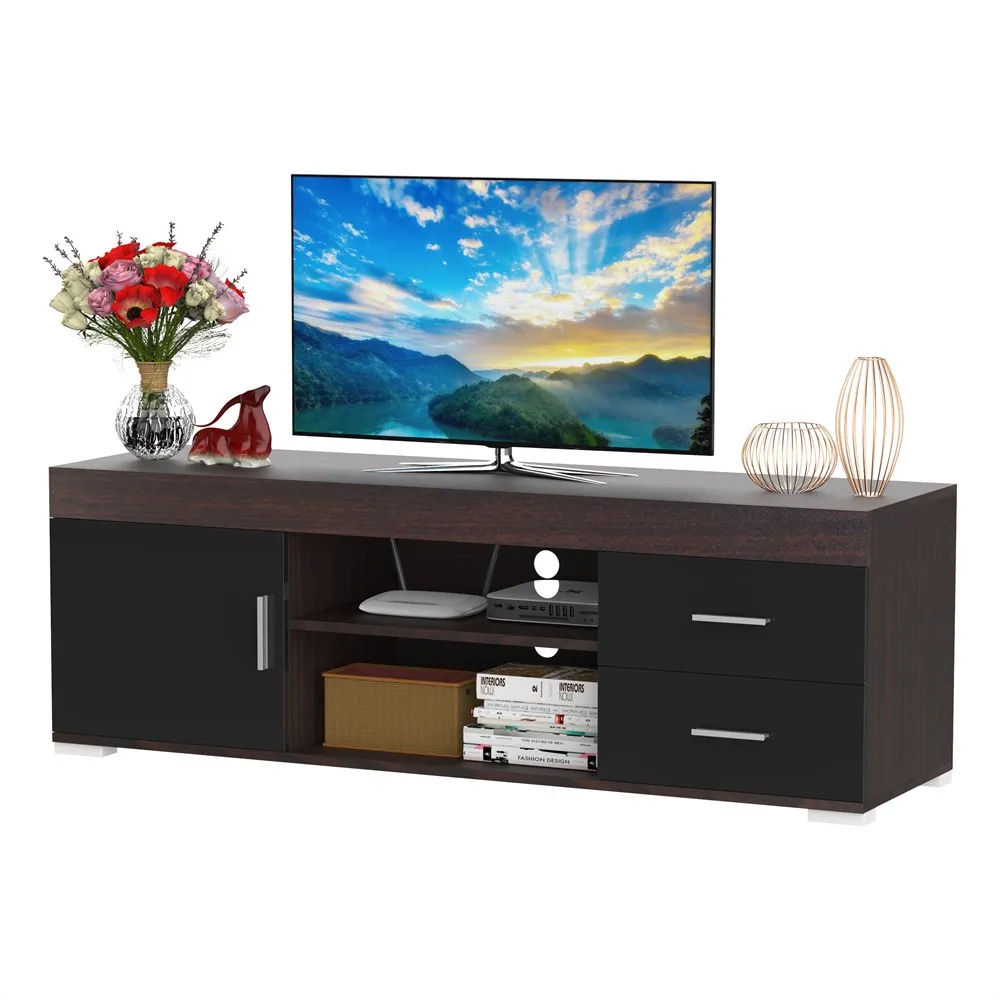 Homcom TV Esszimmers chrank 140x40x45cm TV-Schrank TV-Tisch Farbe Kaffee mit Stoßdämpfer