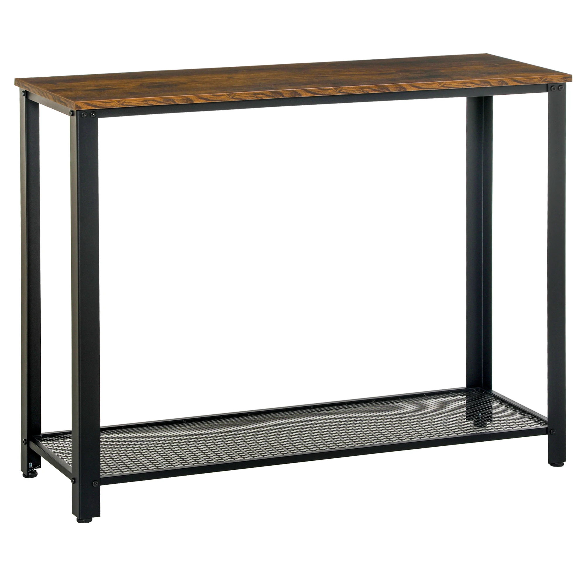 Homcom Industrial Style Konsolen tisch Bottom Shelf Entry Table 101x35x80cm braun und schwarz