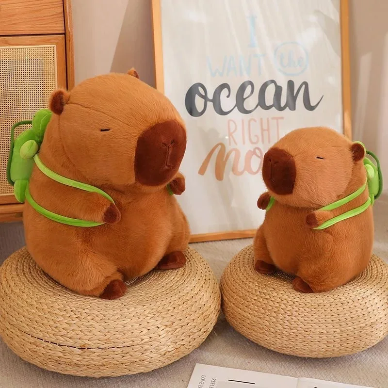 Pet Cute Capybara Plush with TurtleBackpack Kawaii Capibara StuffedAniamls Toys Keychain Bag Charms