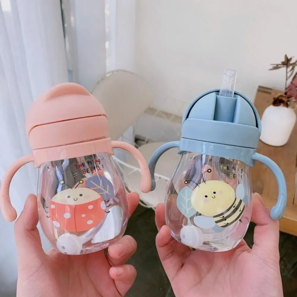 350/250ml Baby water straw cute anti-choking kindergarten children gravity ball water cup duck sippy