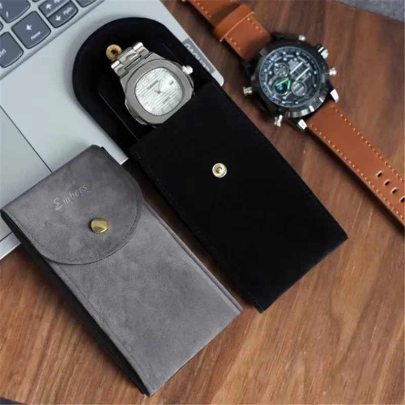 Embers Watch Bag Green Blue Black Flannelette Gift Bag Travel Storage Case Durable Portable Watch
