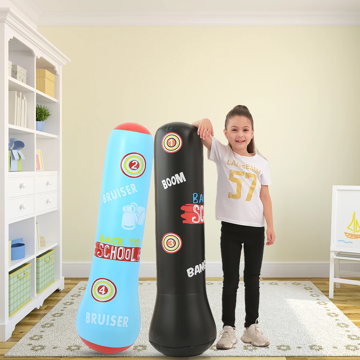 PVC thickened children's boxing column, inflatable for teenagers. Fitness punching bag that won't