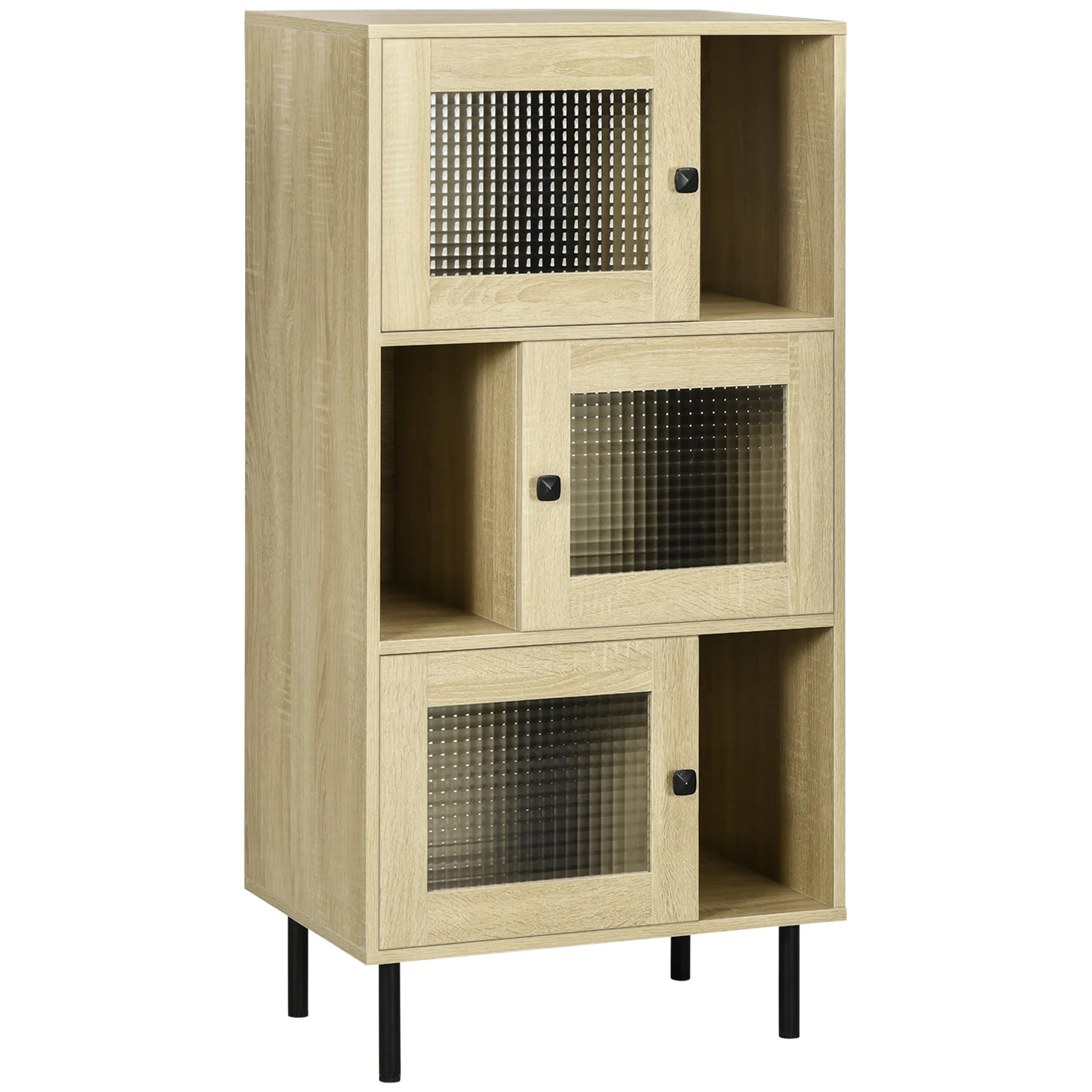 Homcom Bücherregal Regal mit 3 Glastüren Stahl beine 60x40x120 cm