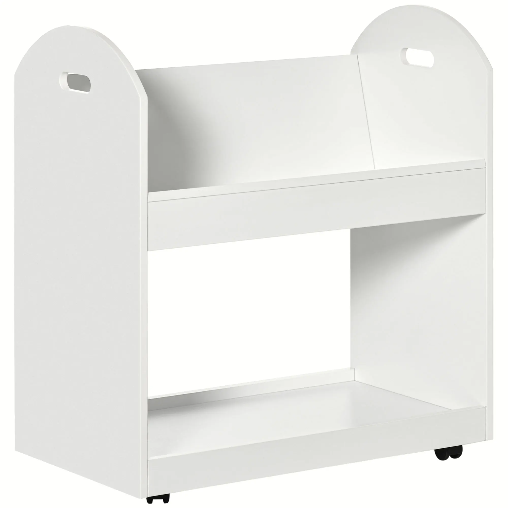 Homcom Bücherregal Rack mit Rädern 2 Regale und 2 Griffe für Wohnzimmer 71x40x78 cm