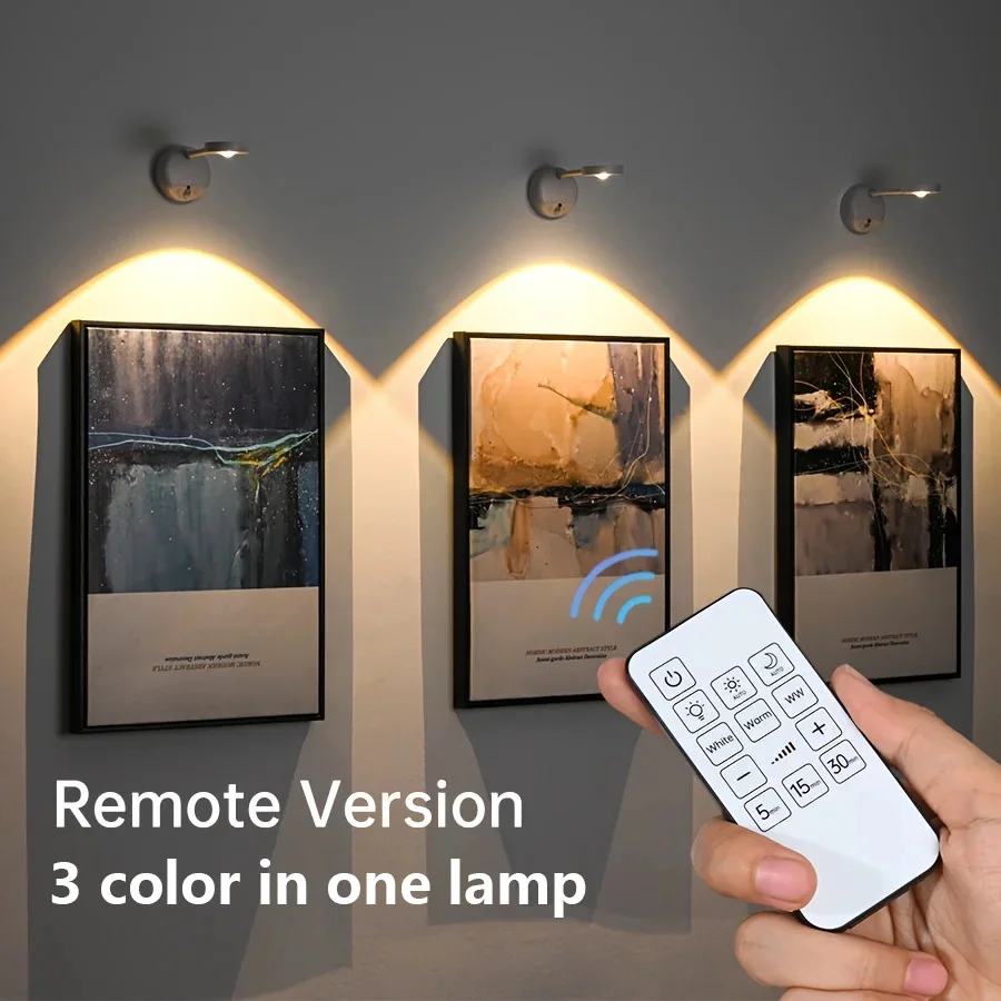 HPH USB Oplaadbare Intelligente Bewegingsgevoelige Draadloze Wandlamp Dimbare LED Spot voor het Verlichten van Schilderijen en A