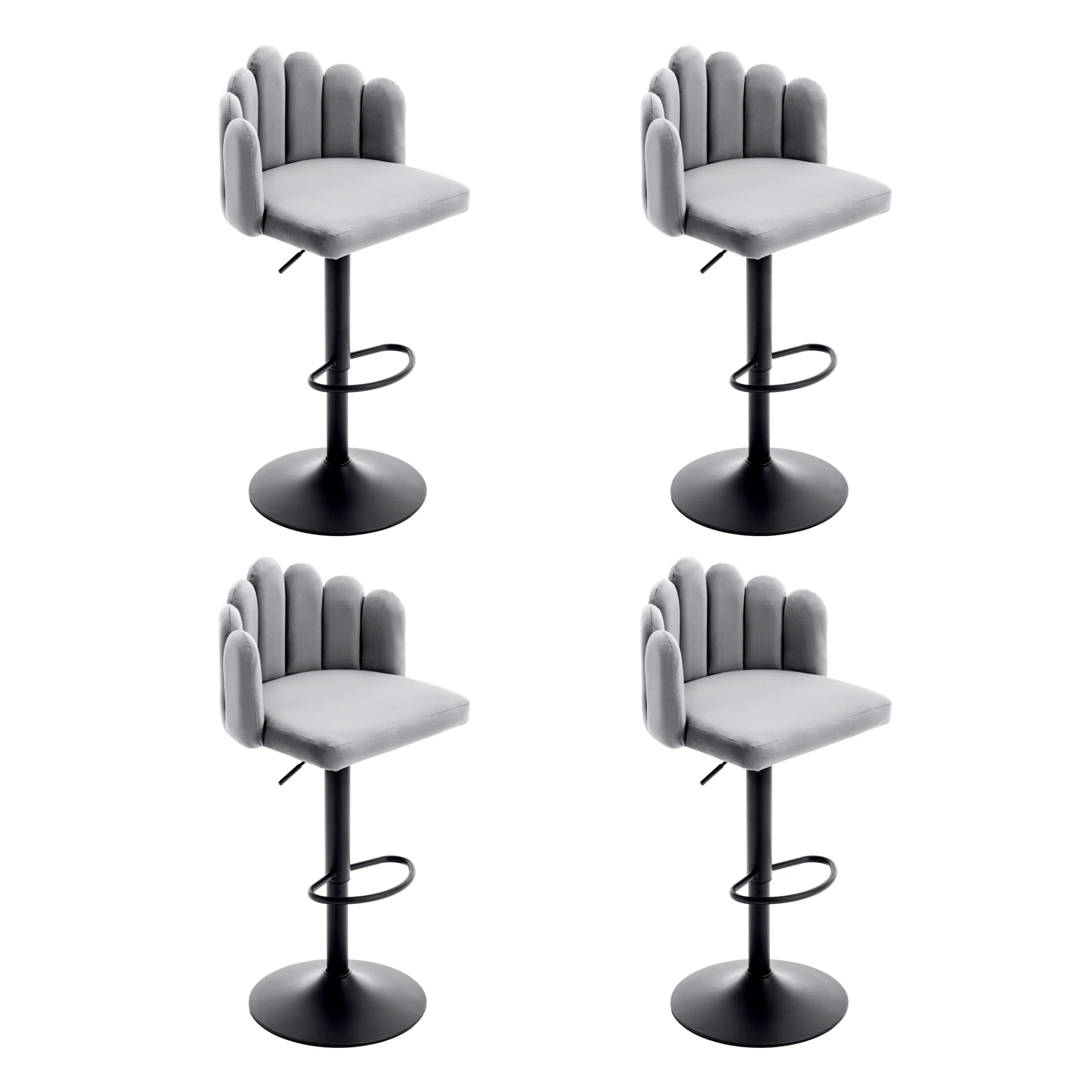 Samt-Barstühle, 4er set, drehbare Barstühle, höhenverstellbare Stühle, moderne Freizeitstühle,