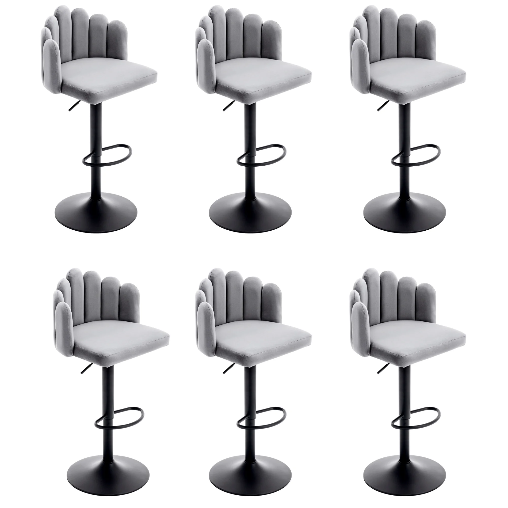 Samt-Barstühle, 6er set, drehbare Barstühle, höhenverstellbare Stühle, moderne Freizeitstühle,