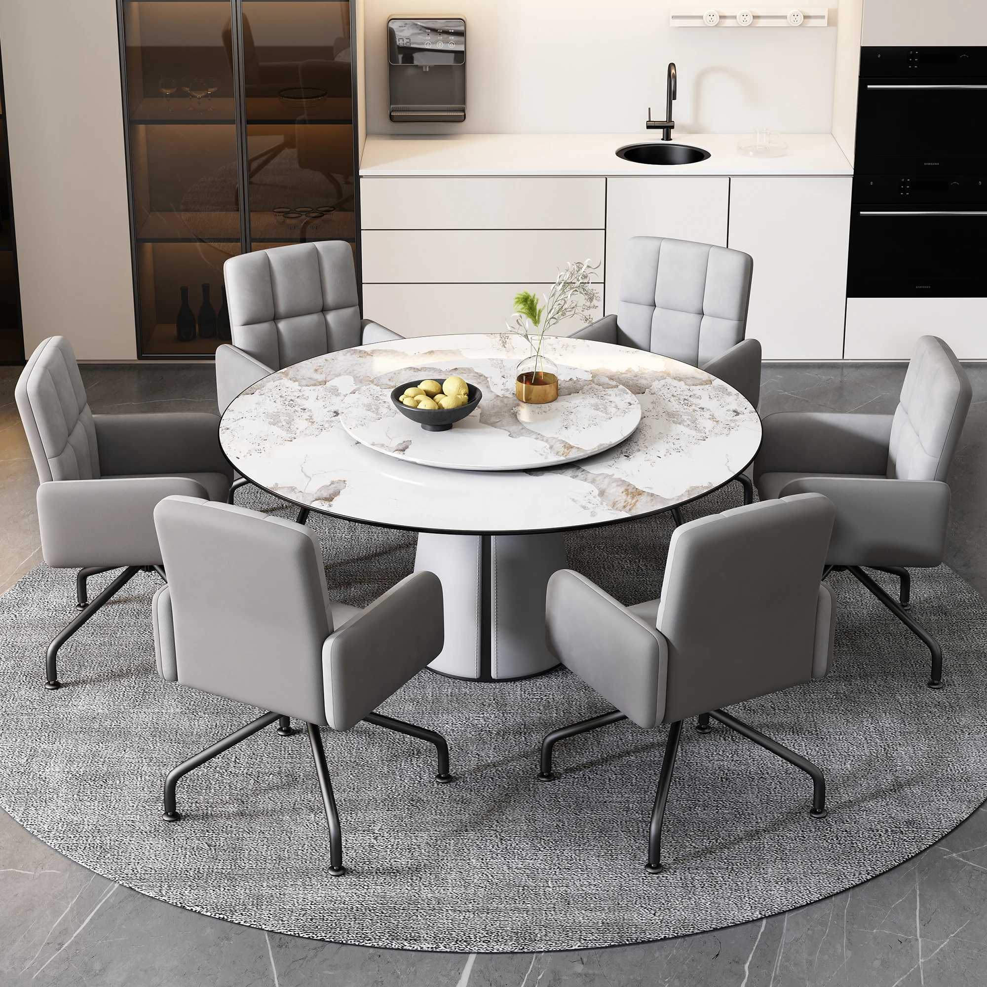 Esszimmerstuhl aus Samt, farblich passende Stühle, 6er-Set, Sessel, Barstuhl, Wohnzimmer,