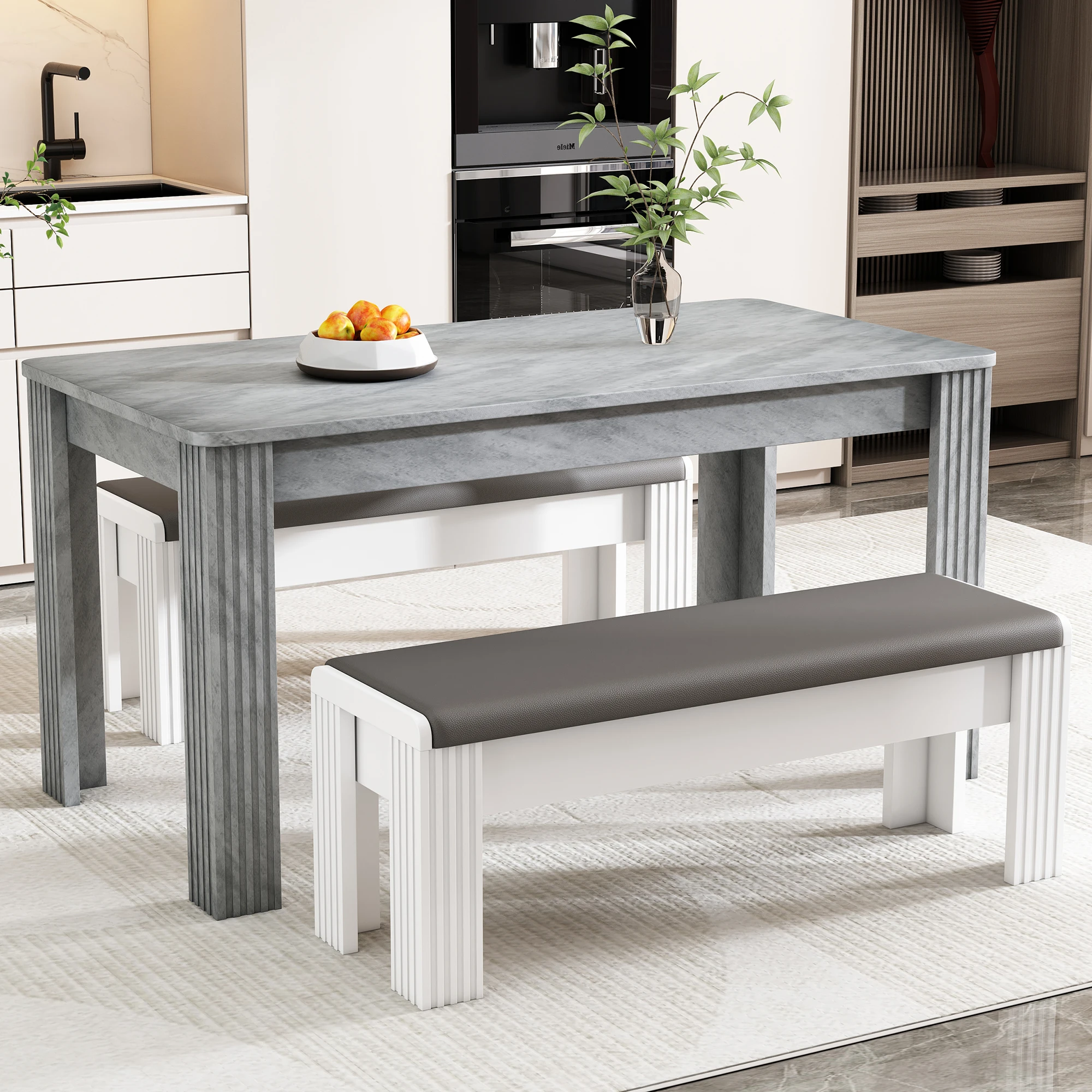 Sitzbank (2 set), Polsterbank, Schuhwechselhocker, Langbank mit Kunstleder-Sitzkissen, Modernes