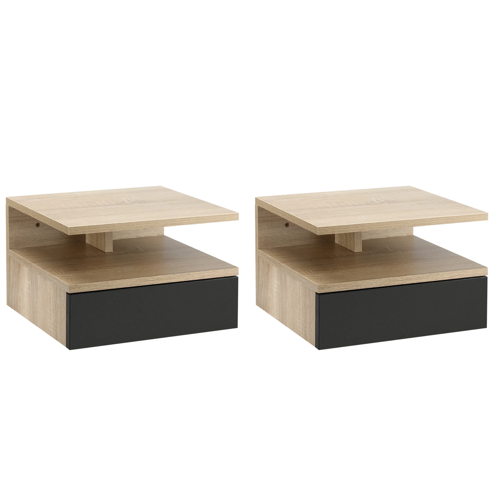 Homcom Set van 2 zwevende nachtkastjes met 1 lade en plank 35X32X22,5 cm