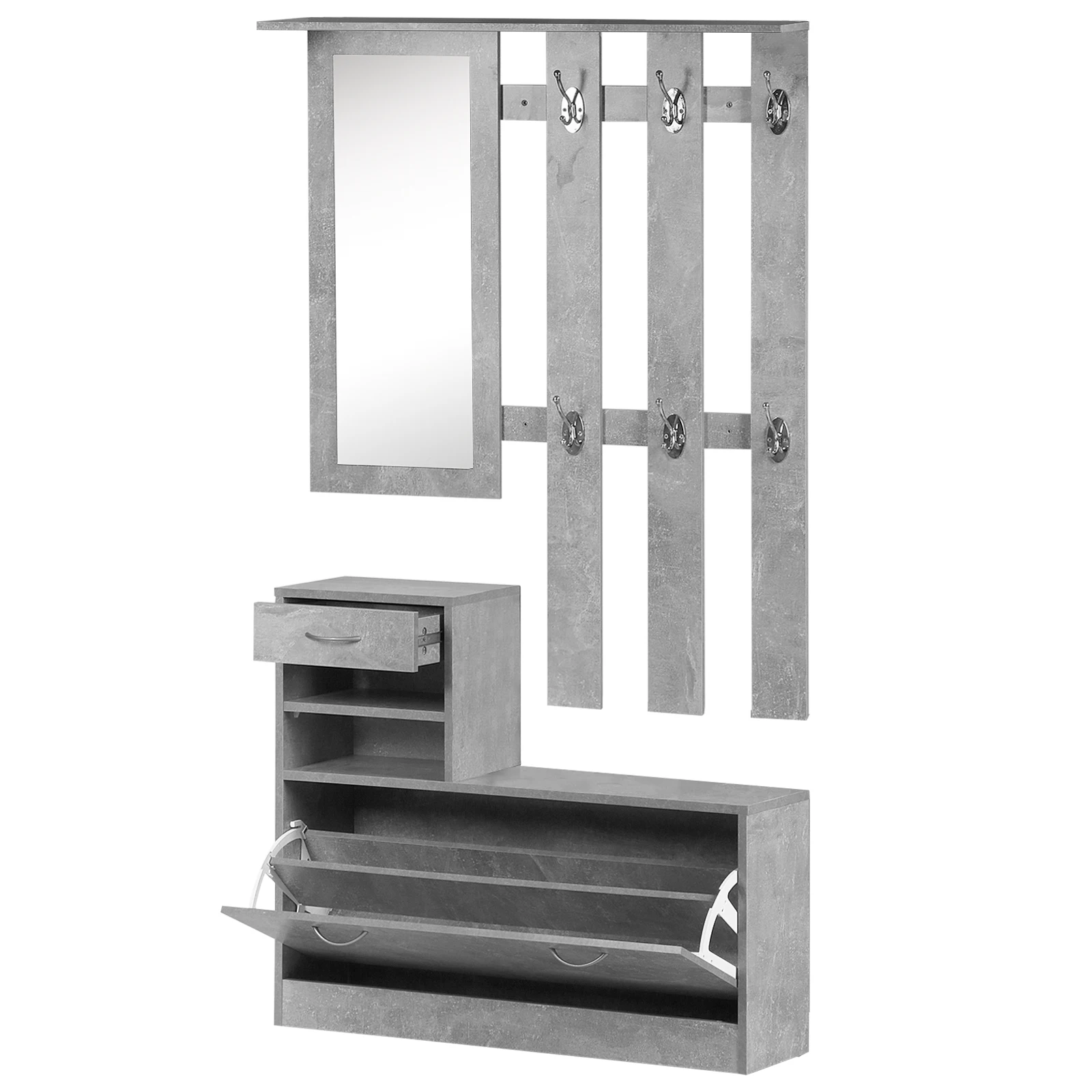 Outsunny Muebles De Entrada Recibidor Pasillo 3 Piezas Perchero Espejo Zapatero