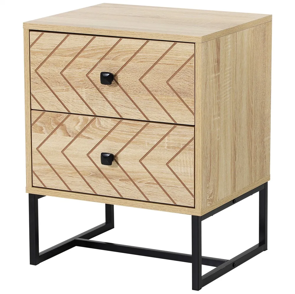 Homcom Nachttisch bequeme Holz schubladen mit 2 Schubladen Schlafzimmer