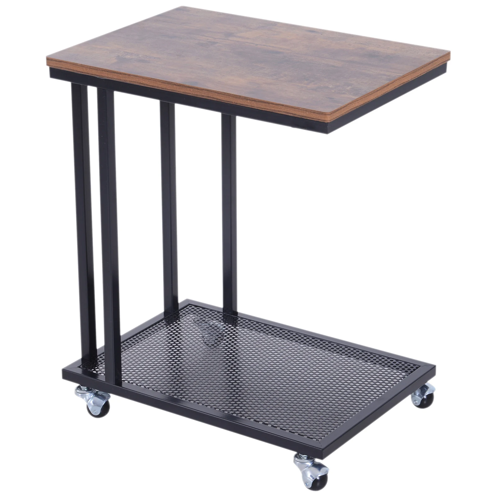 Homcom Beistell tisch Beistell tisch mit Rädern Retro Industries til 51x36x65cm