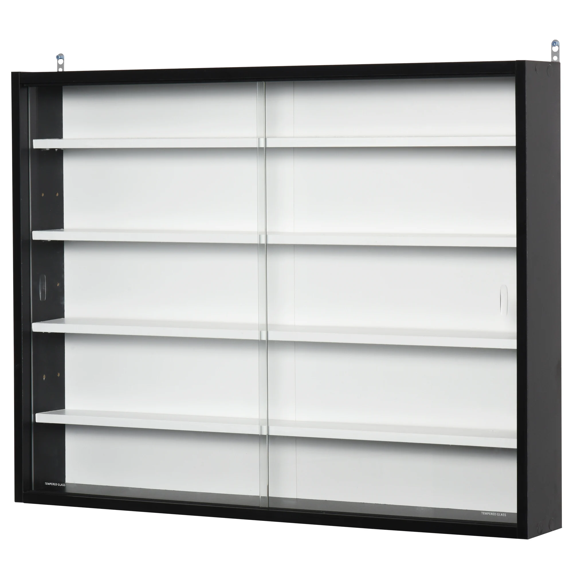 Homcom Glazen Deuren Verstelbare Planken Muur Showcase Voor Collecties