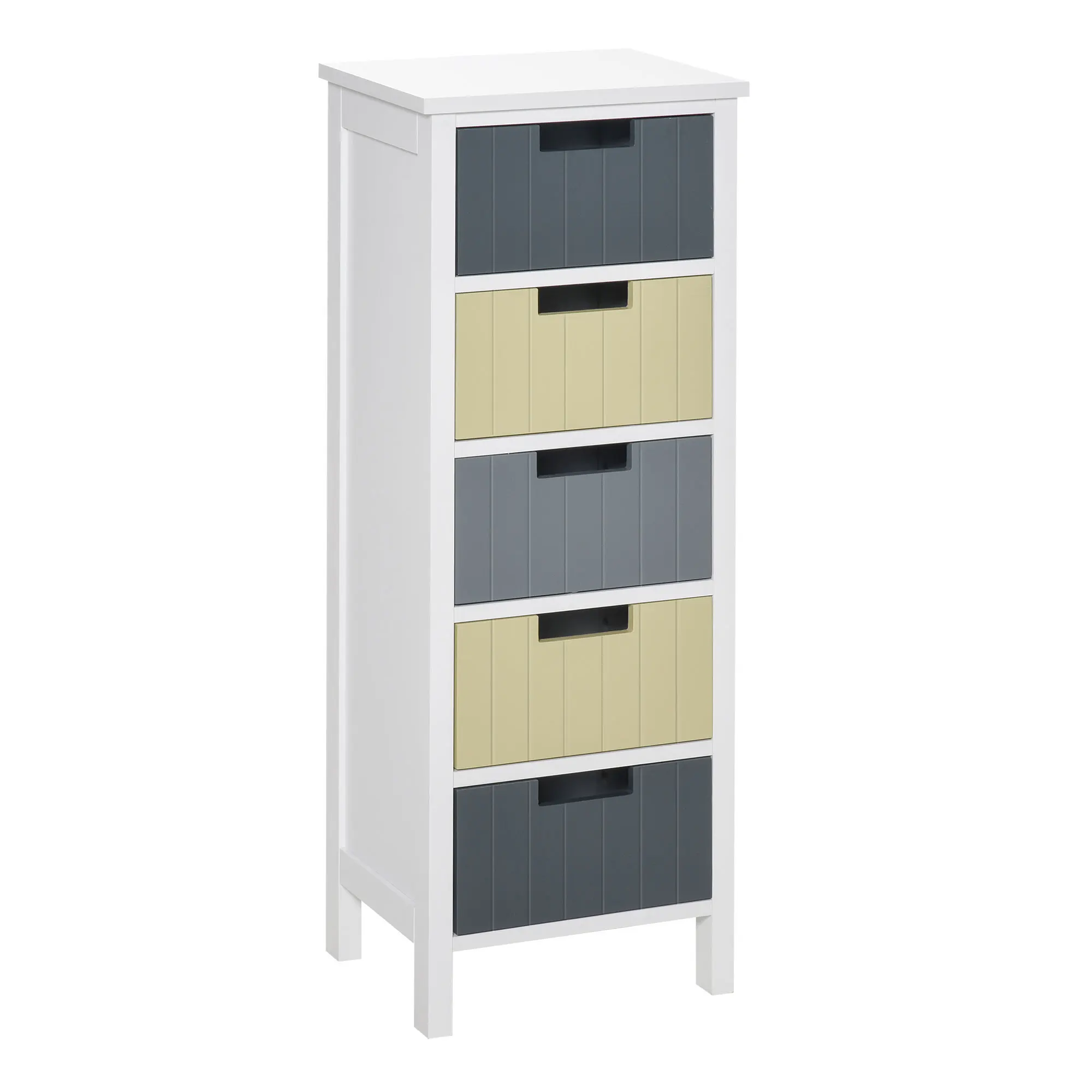 Homcom 5 Schubladen Holz bequemes Schlafzimmer Wohnzimmer Badezimmer 35x28x90,5 cm