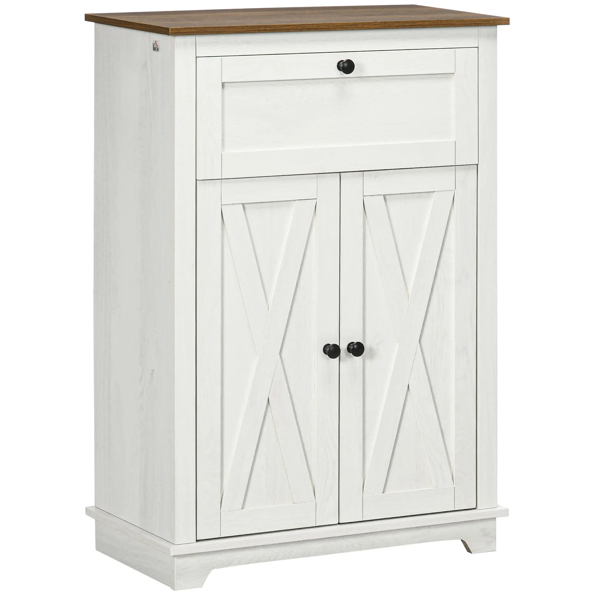 Homcom Wohnzimmer Side board mit Doppels chu blade türen 60x30x87,4 cm weiß