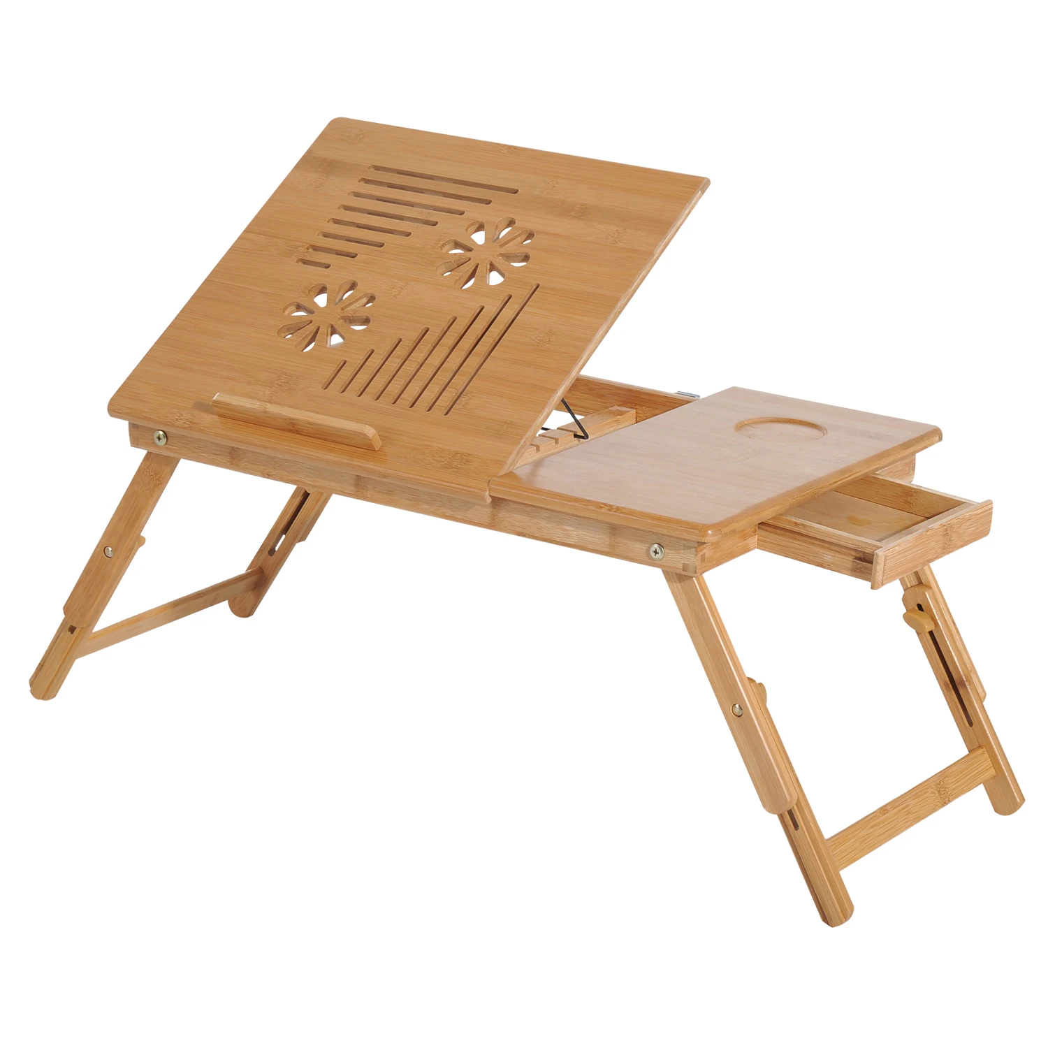 Homcom Laptop Tisch Bambus Klapp bett Tablett