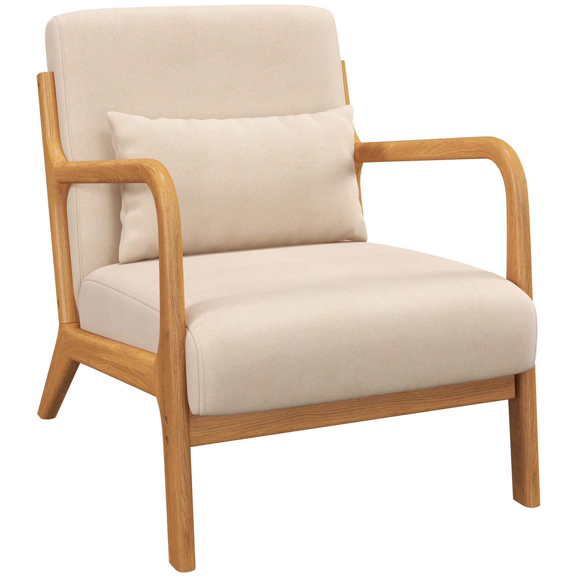 Homcom Nordic Lounge Chair mit Armlehnen kissen 61x78x76 cm beige